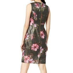 Calvin Klein floral faux leather sheath dress